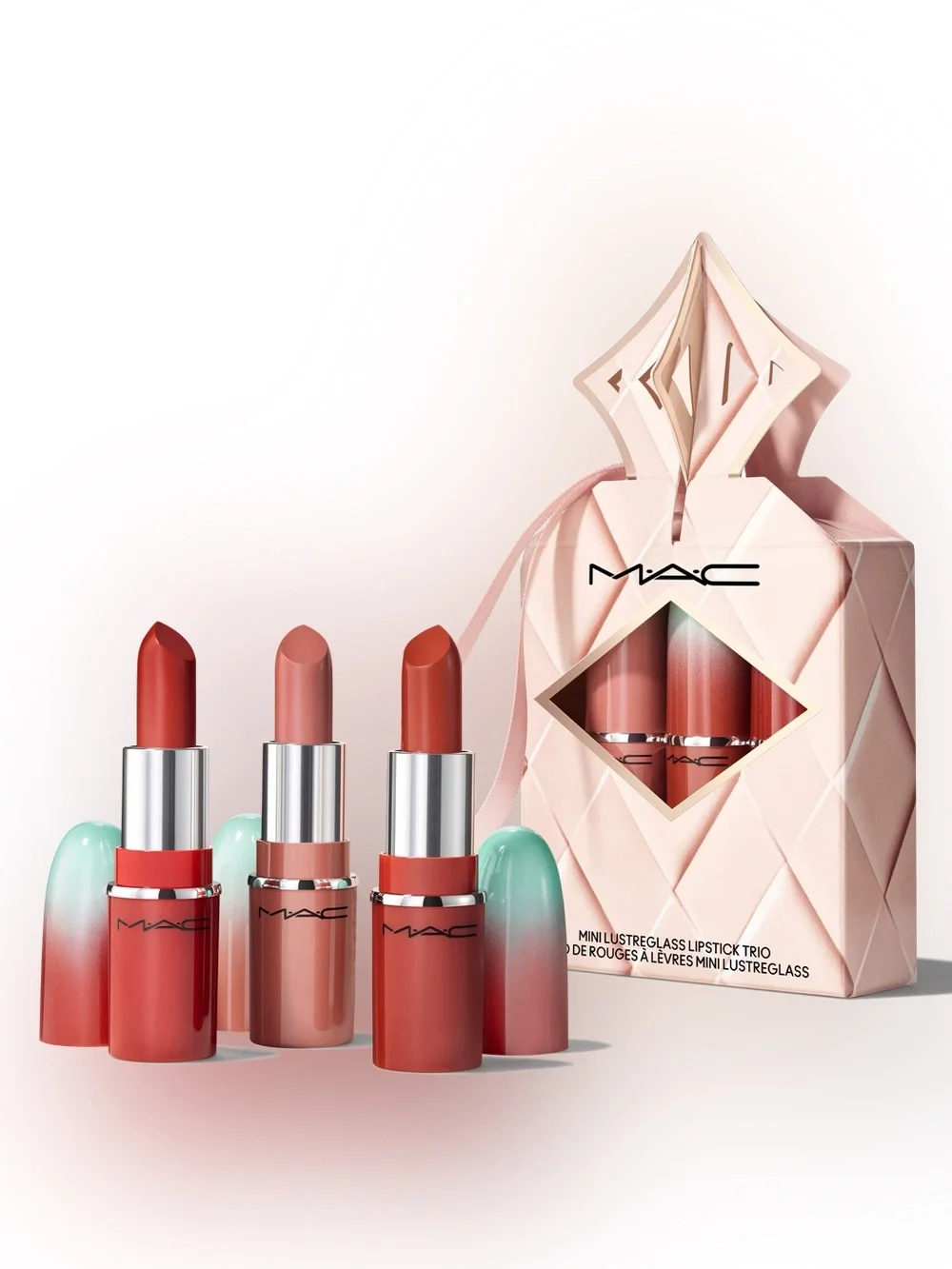MAC WILDEST GLEAMS Mini Lustreglass Lipstick Trio NEW IN GIFT BOX 0.05 Oz. x 3